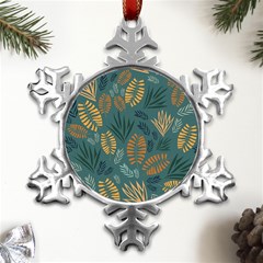 Leaves Pattern Texture Plant Metal Small Snowflake Ornament by Grandong