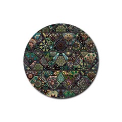 Digital Art Triangle Pattern Texture Mosaic Rubber Coaster (round) by Grandong