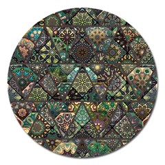 Digital Art Triangle Pattern Texture Mosaic Magnet 5  (round) by Grandong