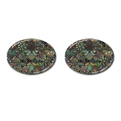 Digital Art Triangle Pattern Texture Mosaic Cufflinks (oval) by Grandong