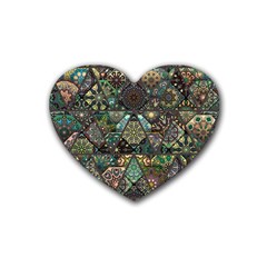 Digital Art Triangle Pattern Texture Mosaic Rubber Coaster (heart) by Grandong