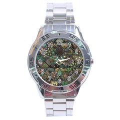 Digital Art Triangle Pattern Texture Mosaic Stainless Steel Analogue Watch