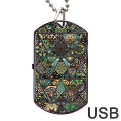 Digital Art Triangle Pattern Texture Mosaic Dog Tag Usb Flash (one Side) by Grandong