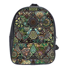 Digital Art Triangle Pattern Texture Mosaic School Bag (xl) by Grandong