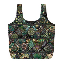 Digital Art Triangle Pattern Texture Mosaic Full Print Recycle Bag (l) by Grandong