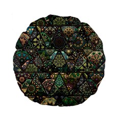 Digital Art Triangle Pattern Texture Mosaic Standard 15  Premium Flano Round Cushions by Grandong