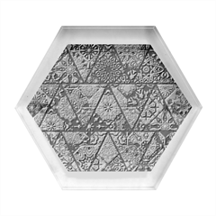 Digital Art Triangle Pattern Texture Mosaic Hexagon Wood Jewelry Box by Grandong