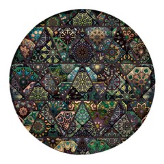 Digital Art Triangle Pattern Texture Mosaic Round Glass Fridge Magnet (4 Pack) by Grandong