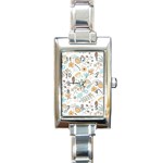 Pattern Flower Leaves, Rectangle Italian Charm Watch Front