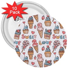 Love Pattern Texture 3  Buttons (10 Pack)  by Grandong