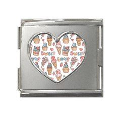 Love Pattern Texture Mega Link Heart Italian Charm (18mm) by Grandong