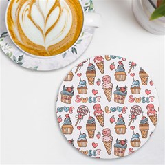 Love Pattern Texture Uv Print Round Tile Coaster by Grandong