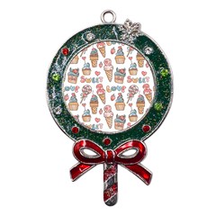 Love Pattern Texture Metal X mas Lollipop With Crystal Ornament by Grandong