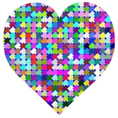 Texture Colorful Abstract Pattern Wooden Puzzle Heart by Grandong