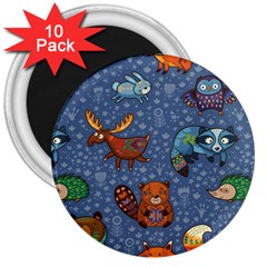 Animals Pattern Colorful Vector 3  Magnets (10 Pack)  by Grandong