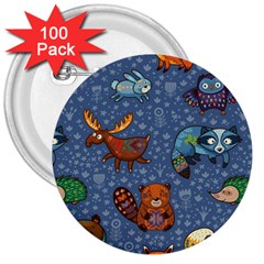 Animals Pattern Colorful Vector 3  Buttons (100 Pack)  by Grandong