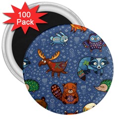 Animals Pattern Colorful Vector 3  Magnets (100 Pack) by Grandong