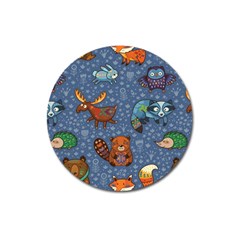 Animals Pattern Colorful Vector Magnet 3  (round) by Grandong