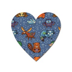 Animals Pattern Colorful Vector Heart Magnet by Grandong