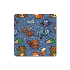 Animals Pattern Colorful Vector Square Magnet by Grandong