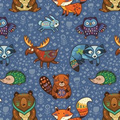 Animals Pattern Colorful Vector Play Mat (rectangle) by Grandong