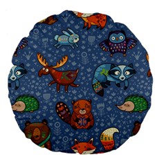 Animals Pattern Colorful Vector Large 18  Premium Flano Round Cushions by Grandong