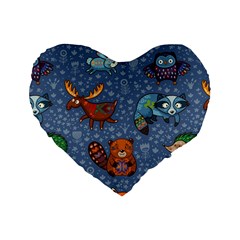 Animals Pattern Colorful Vector Standard 16  Premium Flano Heart Shape Cushions by Grandong