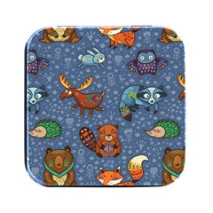 Animals Pattern Colorful Vector Square Metal Box (black)