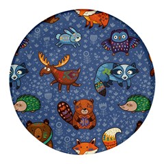 Animals Pattern Colorful Vector Round Glass Fridge Magnet (4 Pack) by Grandong