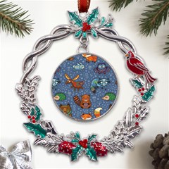 Animals Pattern Colorful Vector Metal X mas Wreath Holly Leaf Ornament by Grandong