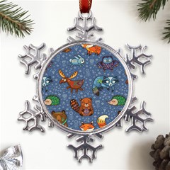 Animals Pattern Colorful Vector Metal Large Snowflake Ornament by Grandong