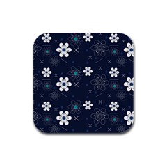 Flower Pattern Texture Rubber Square Coaster (4 Pack) by Grandong