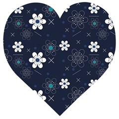 Flower Pattern Texture Wooden Puzzle Heart by Grandong