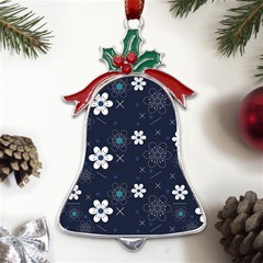 Flower Pattern Texture Metal Holly Leaf Bell Ornament by Grandong