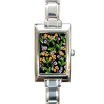 Flower Pattern Art Floral Texture Rectangle Italian Charm Watch Front