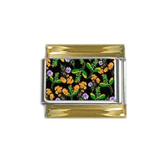 Flower Pattern Art Floral Texture Gold Trim Italian Charm (9mm) by Grandong