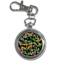 Flower Pattern Art Floral Texture Key Chain Watches