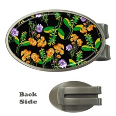 Flower Pattern Art Floral Texture Money Clips (Oval) 