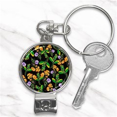 Flower Pattern Art Floral Texture Nail Clippers Key Chain