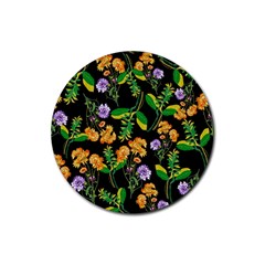 Flower Pattern Art Floral Texture Rubber Coaster (round) by Grandong