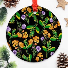 Flower Pattern Art Floral Texture Round Ornament (Two Sides)