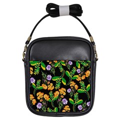 Flower Pattern Art Floral Texture Girls Sling Bag by Grandong