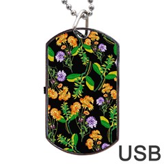 Flower Pattern Art Floral Texture Dog Tag Usb Flash (one Side) by Grandong