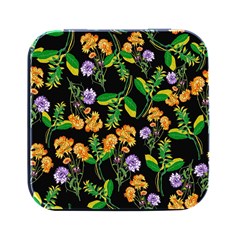 Flower Pattern Art Floral Texture Square Metal Box (black) by Grandong