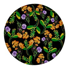 Flower Pattern Art Floral Texture Round Glass Fridge Magnet (4 pack)