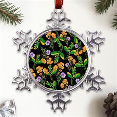 Flower Pattern Art Floral Texture Metal Large Snowflake Ornament