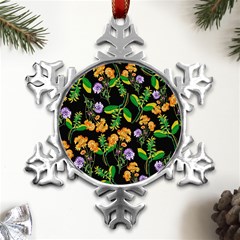 Flower Pattern Art Floral Texture Metal Small Snowflake Ornament