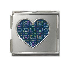 Procedural Generation Digital Art Pattern Mega Link Heart Italian Charm (18mm)