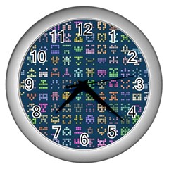 Procedural Generation Digital Art Pattern Wall Clock (silver) by Grandong