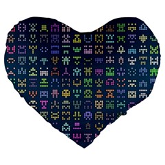 Procedural Generation Digital Art Pattern Large 19  Premium Flano Heart Shape Cushions by Grandong